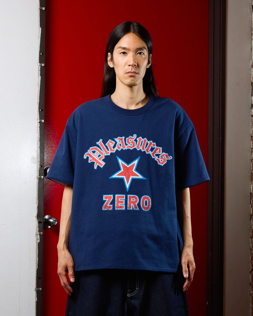 Pleasures X Zero Stars Reversible Navy S/s Shirt