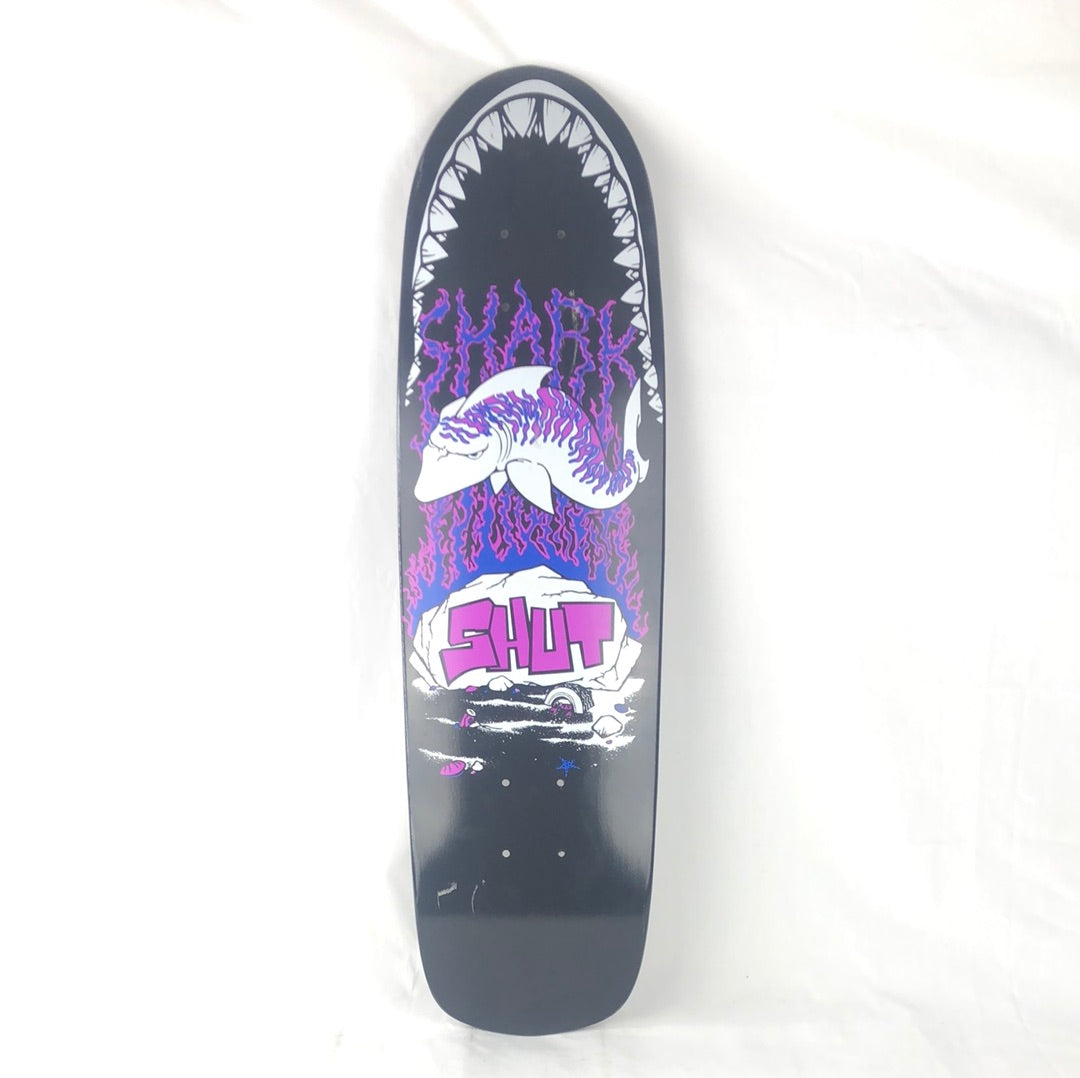 Shut Skates Shark Graphic Black/White/Purple Size 8 Shaped Skateboard Deck 2007