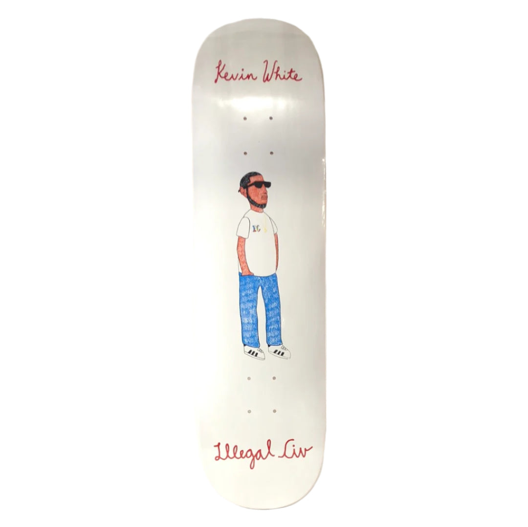 Illegal Civ Kevin White White/Red 8.6" Skateboard Deck
