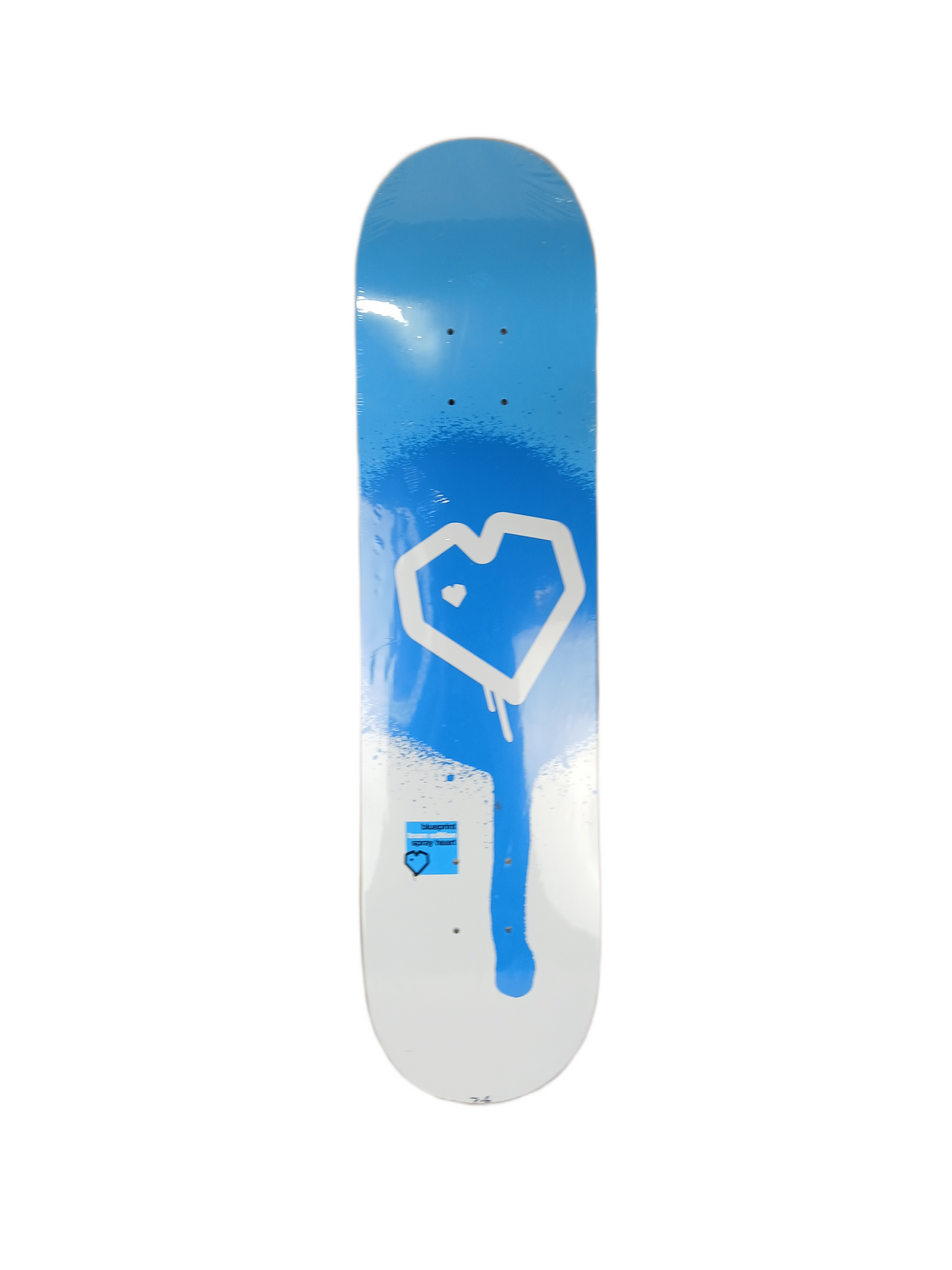 Blueprint Team Edition Spray Heart Blue Black White Size 7.6" Vintage NOS Deck