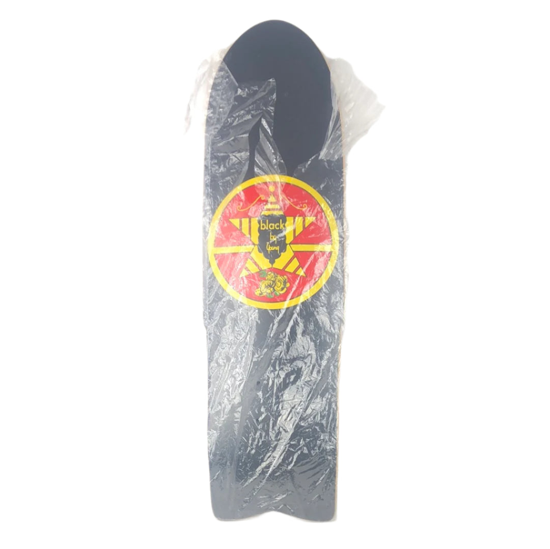Black by Young Star with Roses Black/Red/Yellow Size 8.25 Shaped Skateboard Deck
