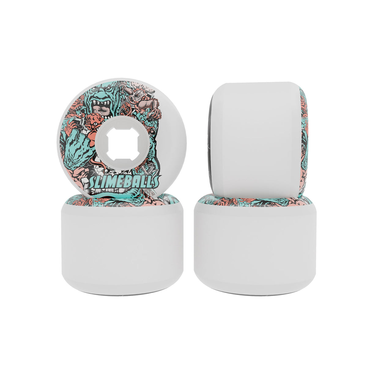 Slime Balls 56mm Rob Roskopp Five Reissue White Full Combo 97a Skateboard Wheels