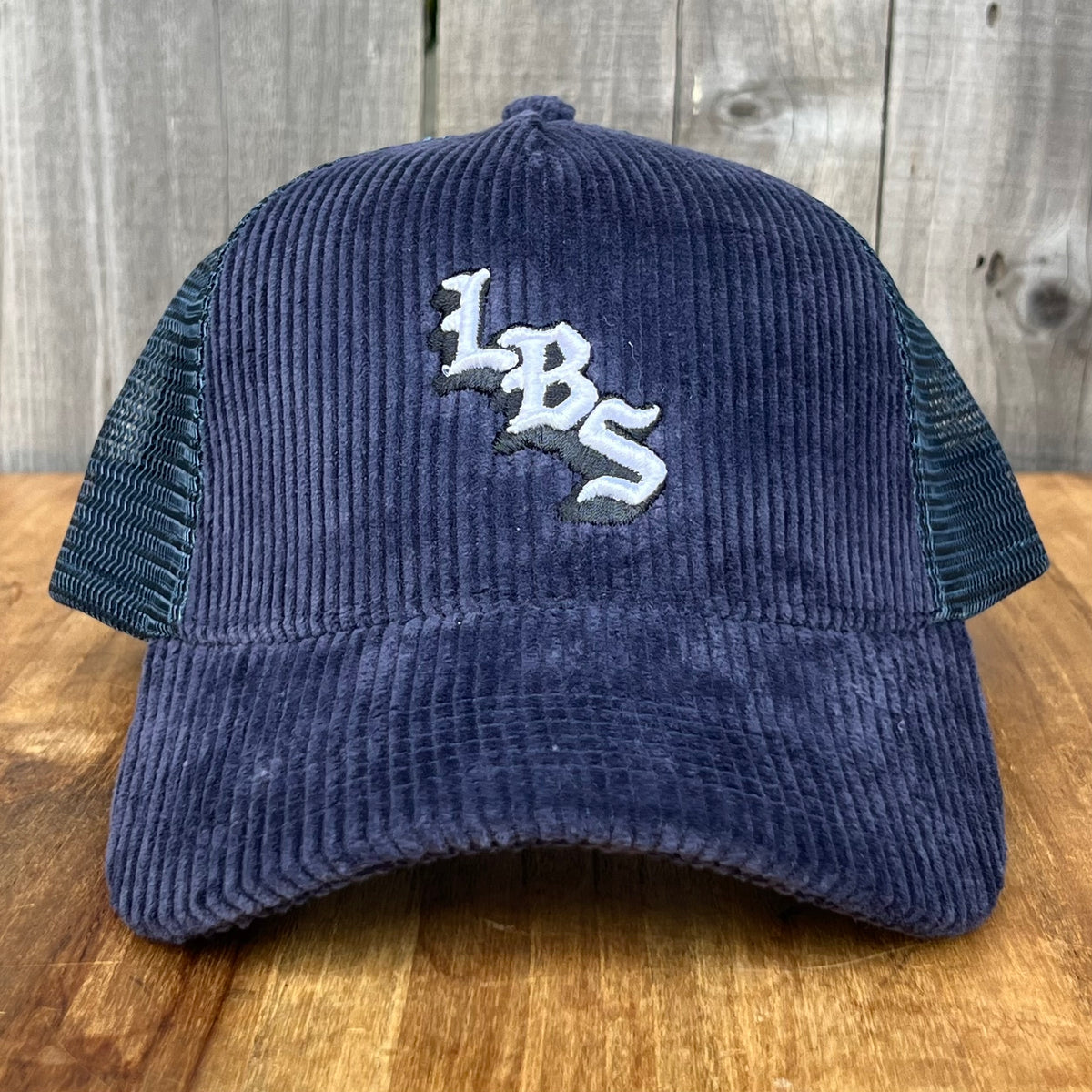 Long Beach Skate LBS Long Side Corduroy Trucker Navy Snapback Hat