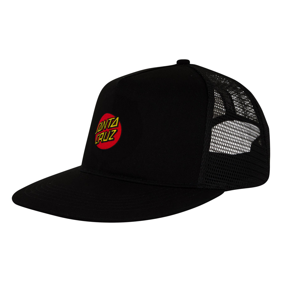 Santa Cruz Embroidered Black Mesh Trucker Snapback Hat