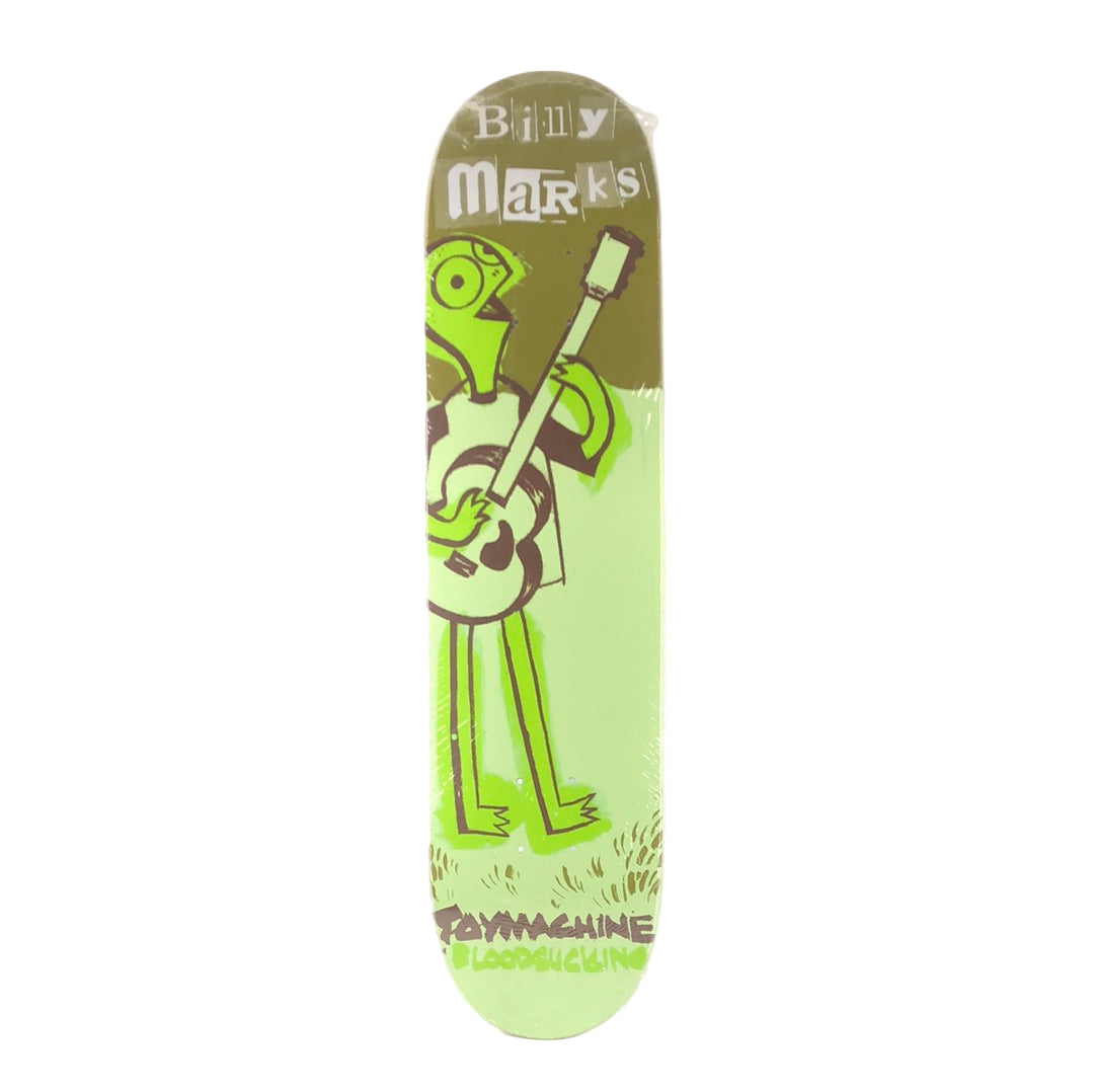 Toy Machine Billy Marks Guitar Graphic Green Brown Size 7.5" Vintage NOS Deck