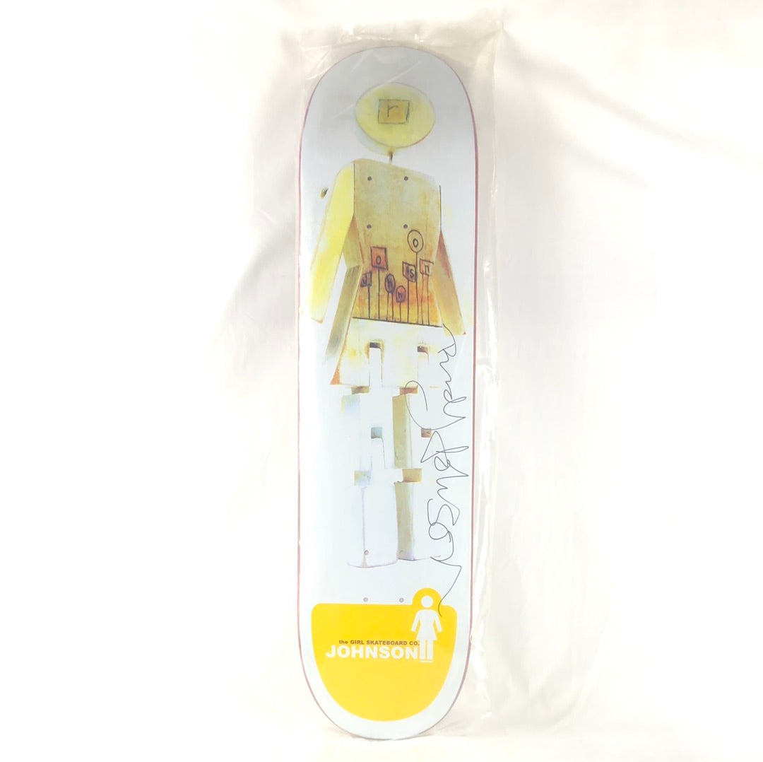 Girl Rudy Johnson Signed Pro Model White Yellow Multi Color Size 7.875" Skateboard Deck