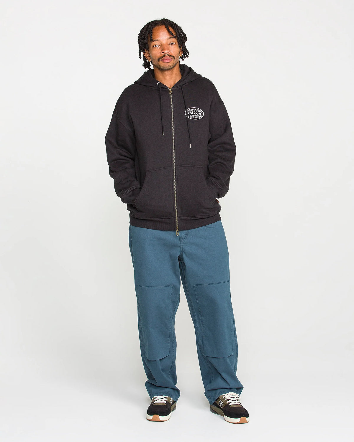 Volcom On The Hunt Workwear Antique Black Zip Hooded Sweatshirt