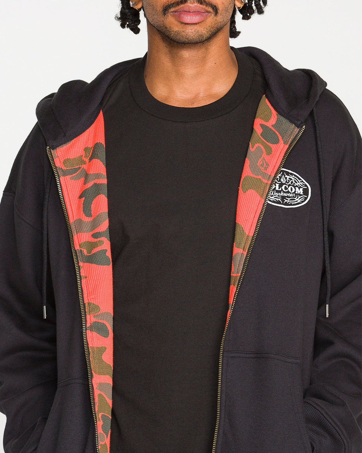 Volcom On The Hunt Workwear Antique Black Zip Hooded Sweatshirt