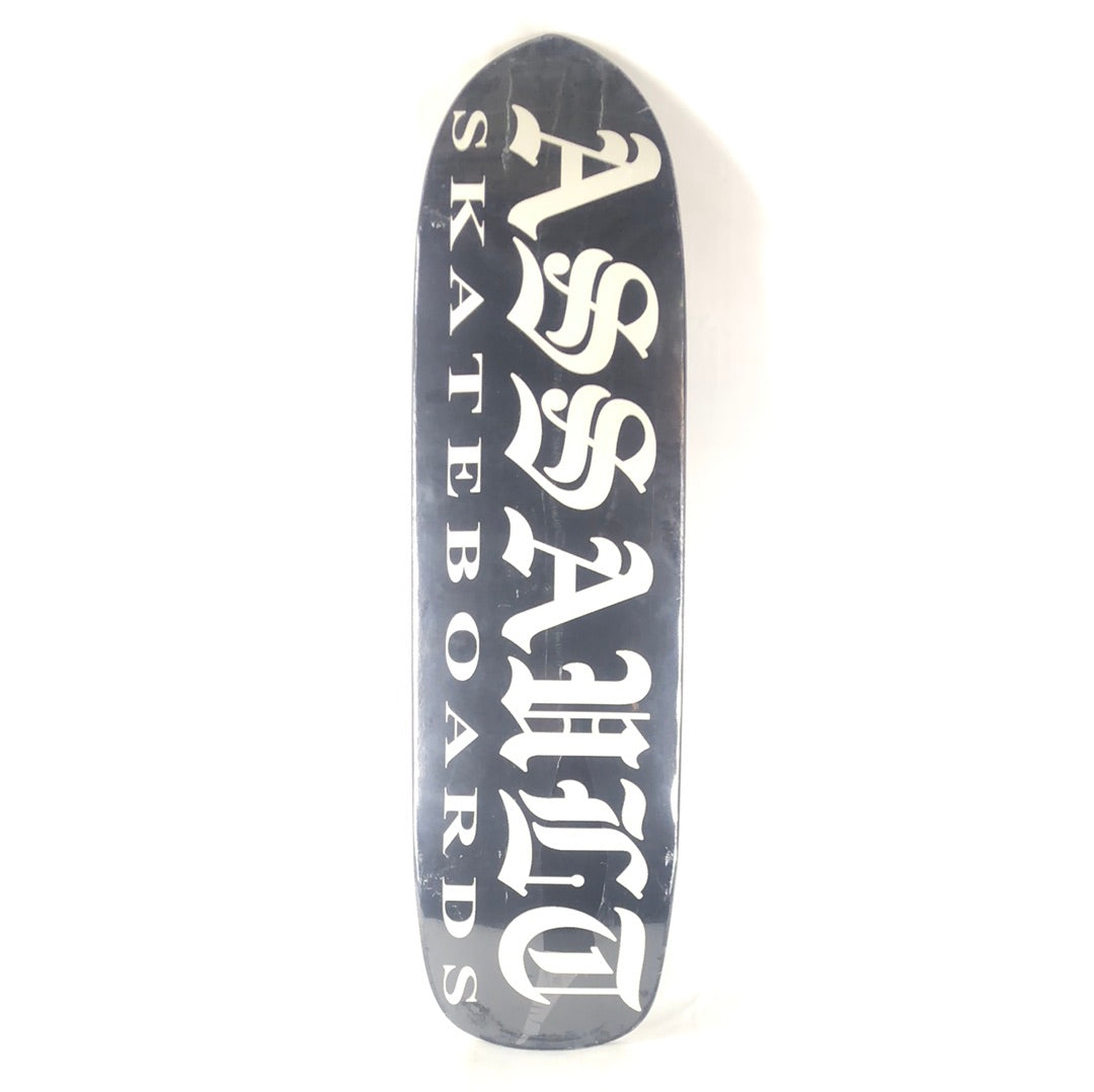 Assault Old English Black White 8.5" Skateboard Deck