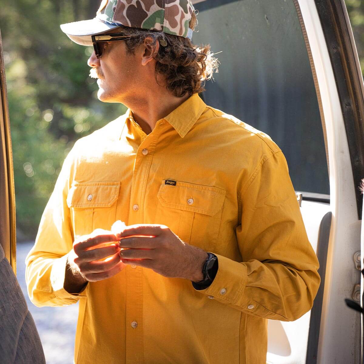 Seager Chief Overshirt Washed Amber Gold Button Up L/s Shirt