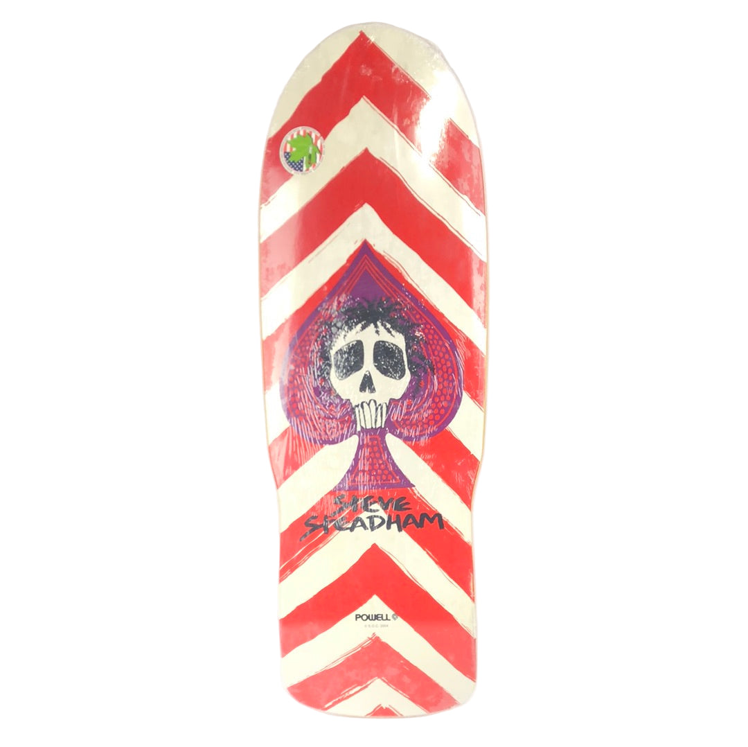 Powell Peralta Steve Steadham Classic Spoon Nose Skull Spade Red/White Size 10" Vintage NOS Shaped Reissue Deck 2004