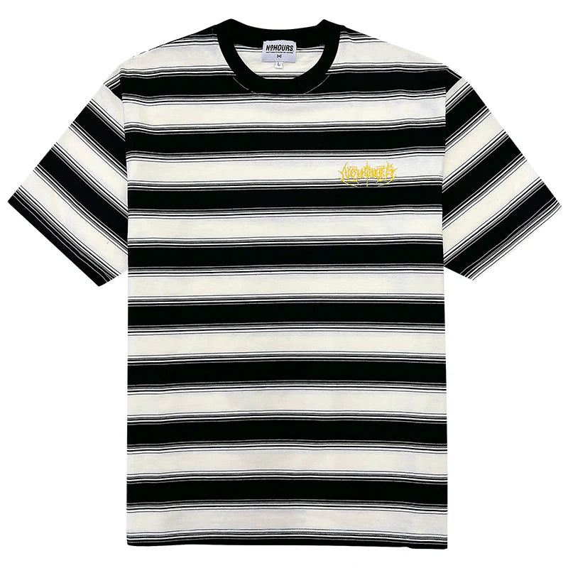 No Hours Full Circle Off White Black Striped S/s Shirt