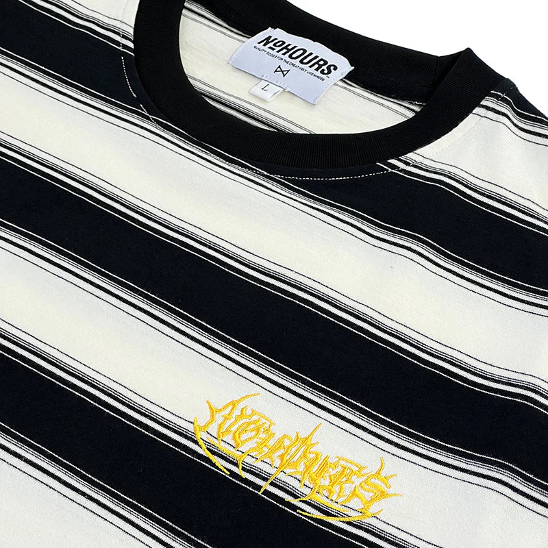 No Hours Full Circle Off White Black Striped S/s Shirt