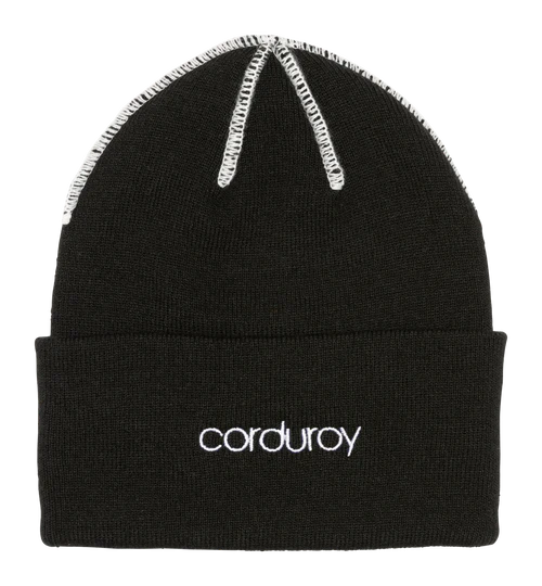 Corduroy Inside Out Black Beanie