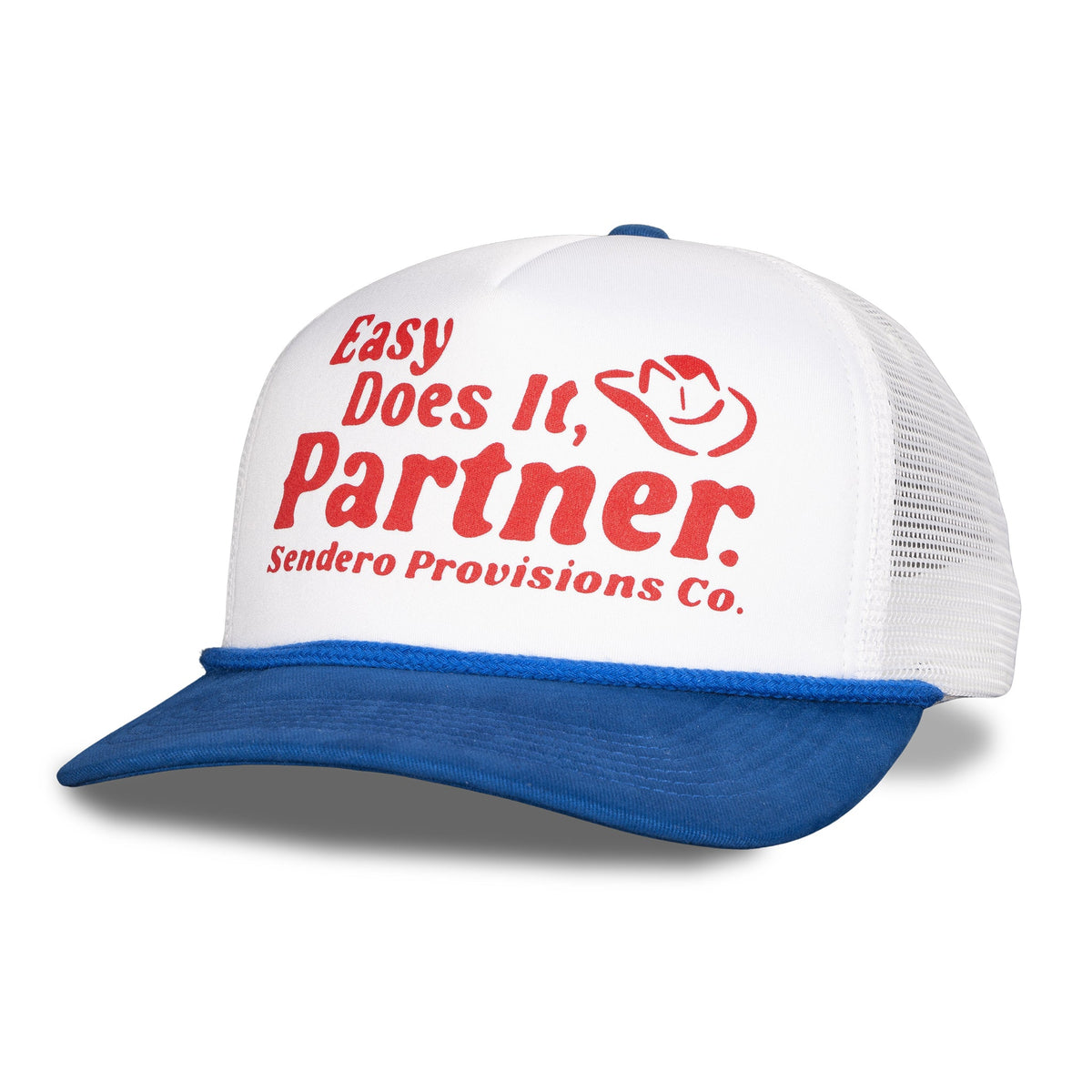 Sendero Easy Does It White Red Blue Foam Mesh Trucker Snapback Hat
