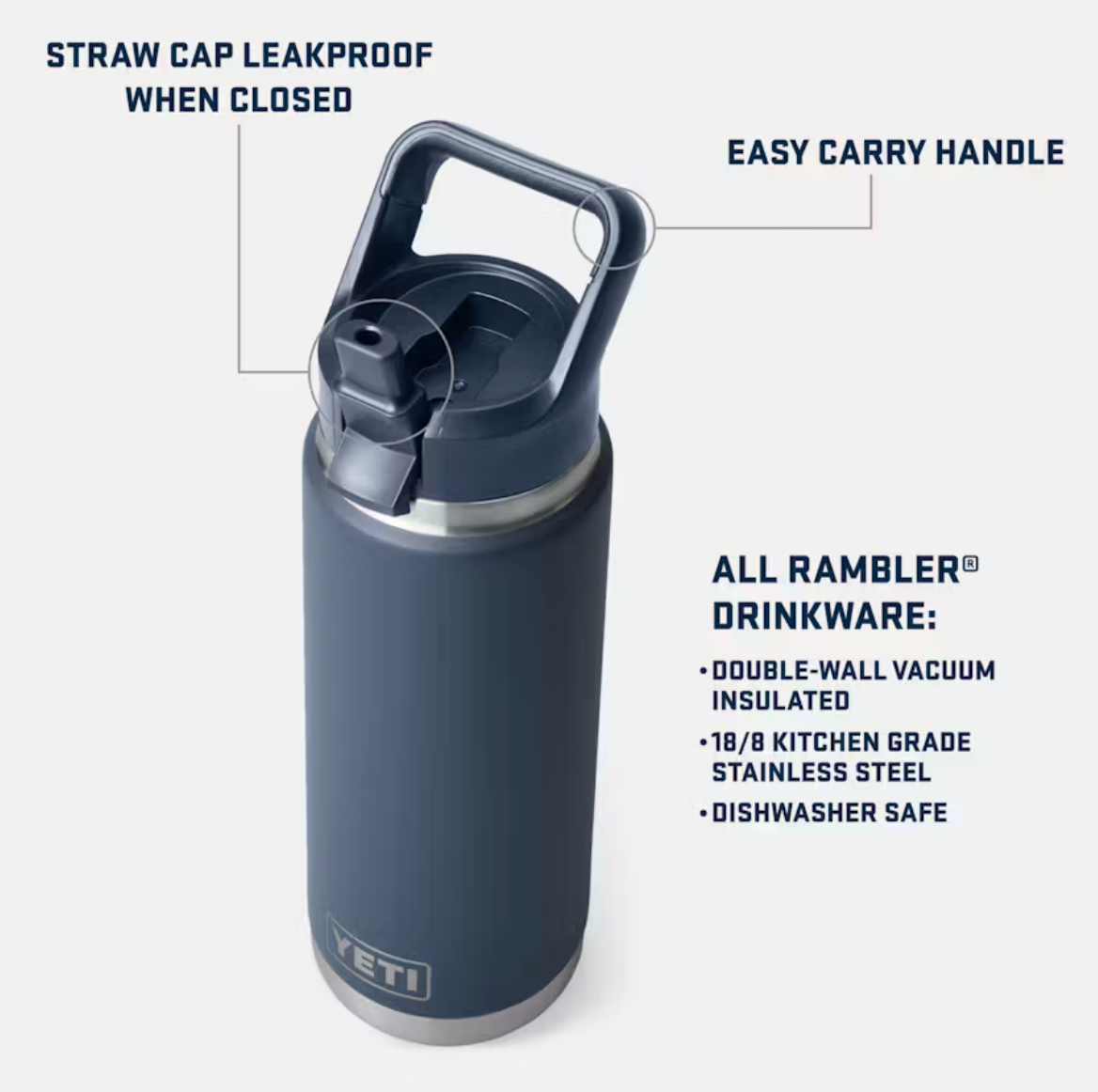 Yeti Rambler 26oz Cape Taupe Matching Straw Cap Water Bottle