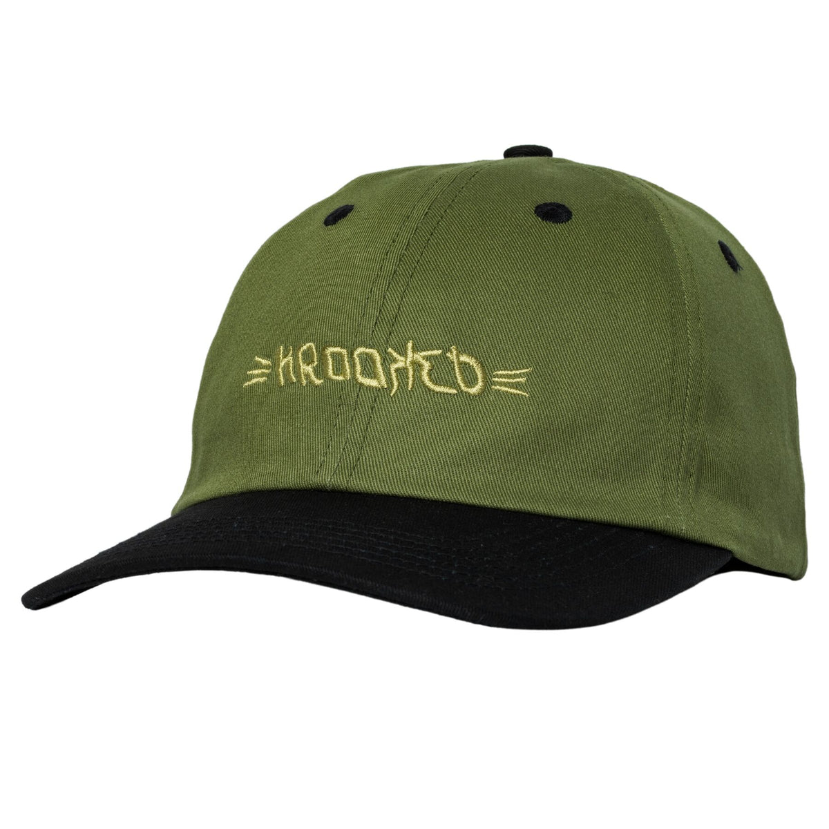 Krooked Brush Skript Olive/Black Strapback Hat