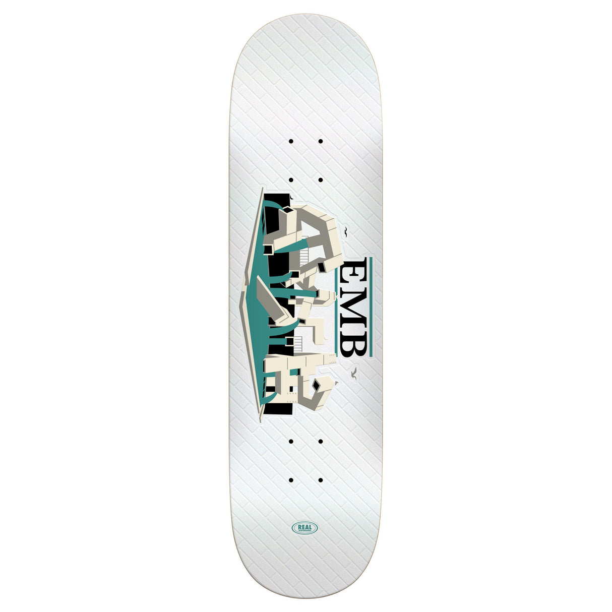 Real Team Emb 8.5" White Skateboard Deck