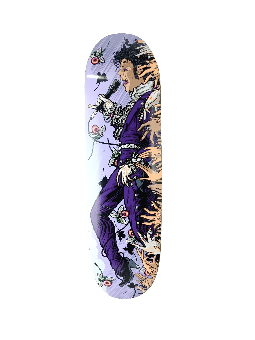 Paisley Skates Prince Purple Multi Screen Printed Size 9.00 Vintage NOS Shaped Deck