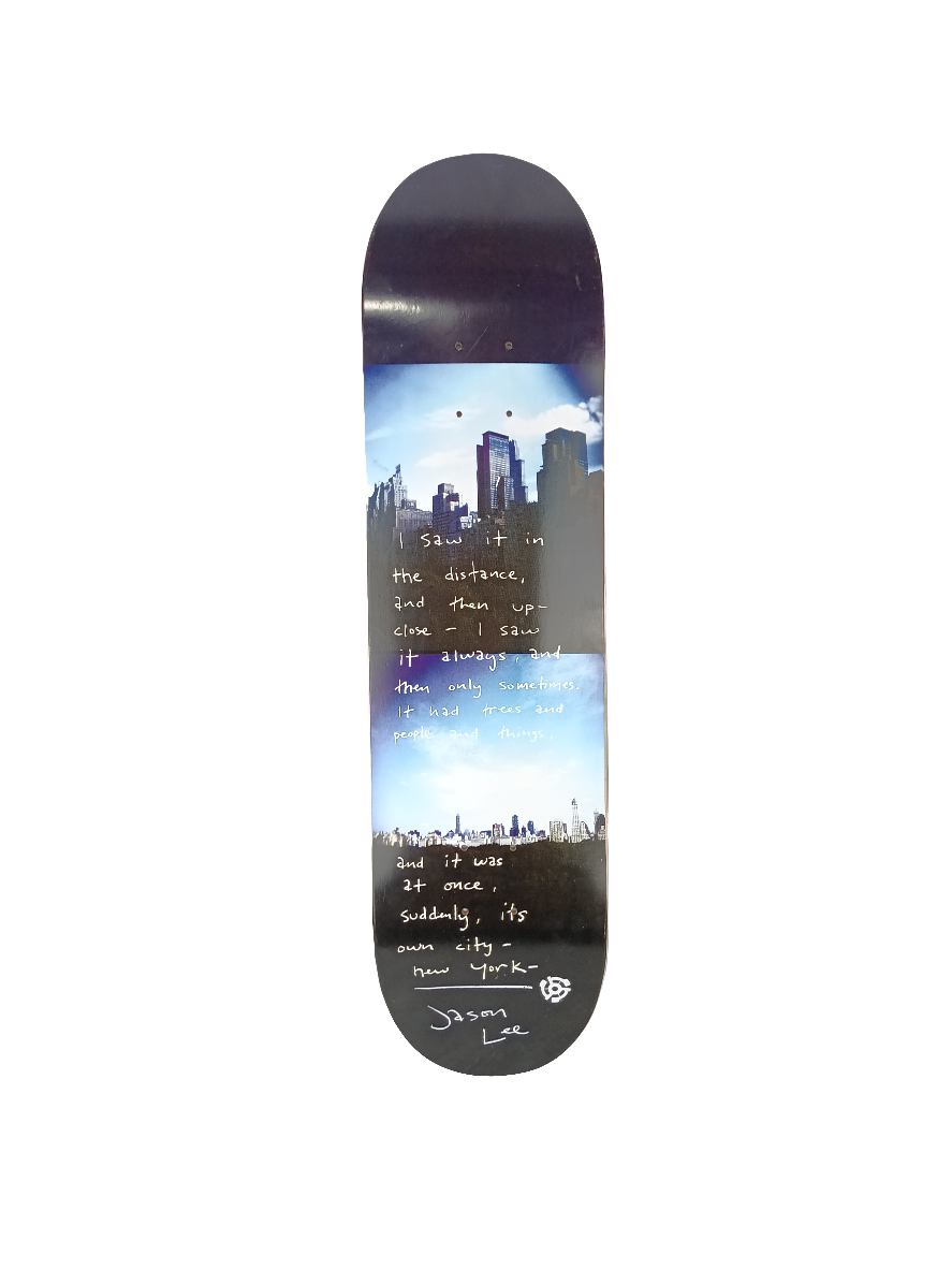 Stereo Jason Lee New York Poem Black Blue White Size 7.9 Skateboard Deck