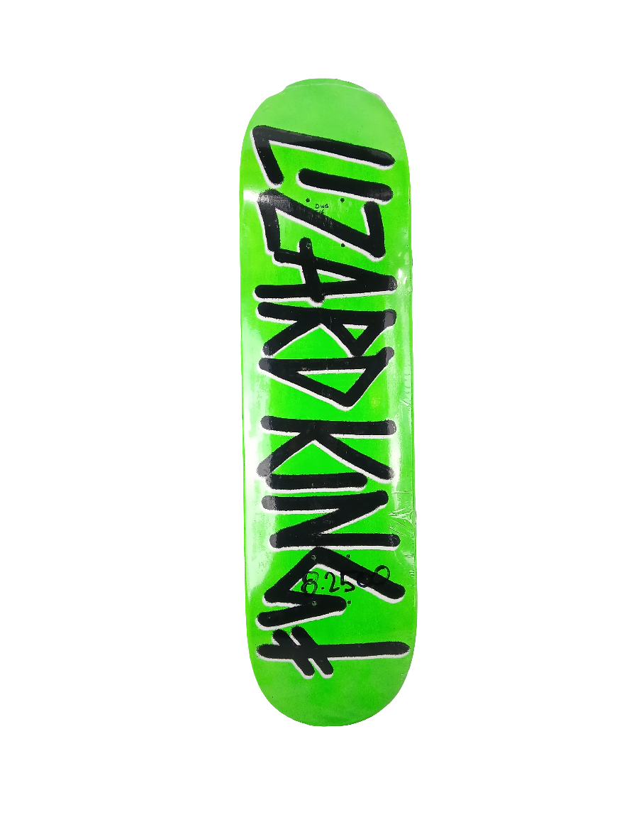 Deathwish Lizard King Spray Lime Green With Black And White Letters Size 8.25 Vintage NOS Deck