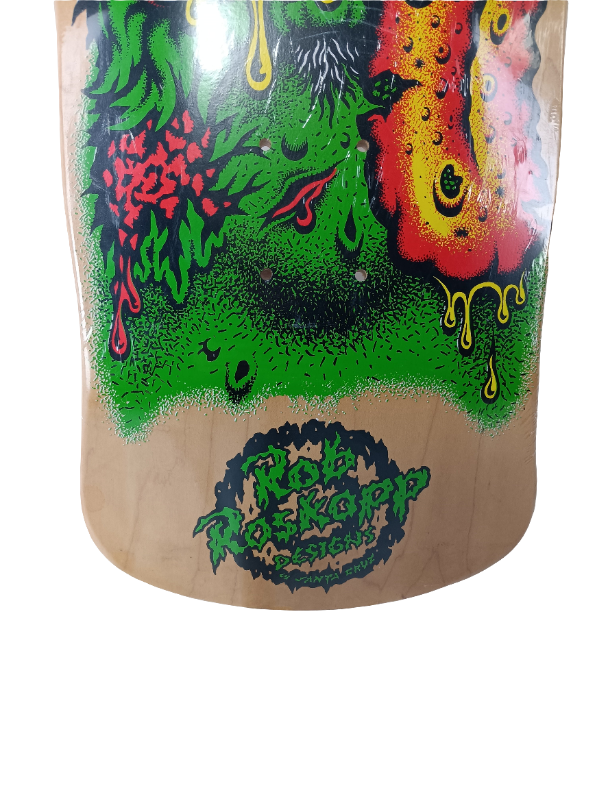 Santa Cruz Rob Roskopp Face 2 Natural Woodgrain Green Red Size 9.9" X 30.8" Vintage Reissue Deck