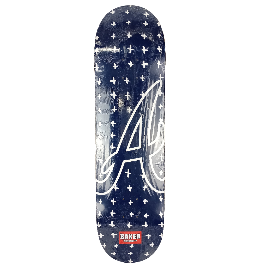 Baker Andrew Reynolds Initial A Crosses Blue White Size 8.475 Vintage NOS Deck