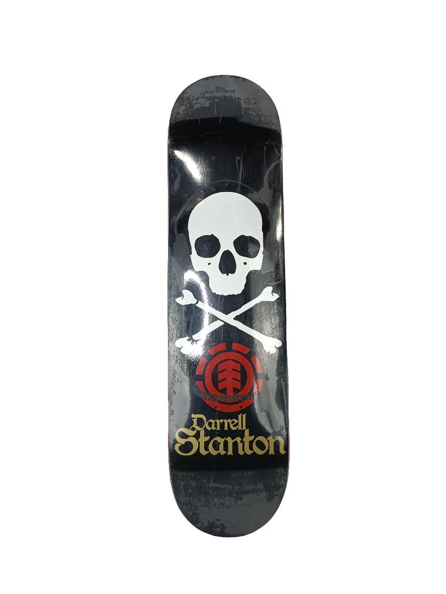 Element Darrell Stanton Skull and Crossbones Black White Size 8.0" Vintage NOS Deck
