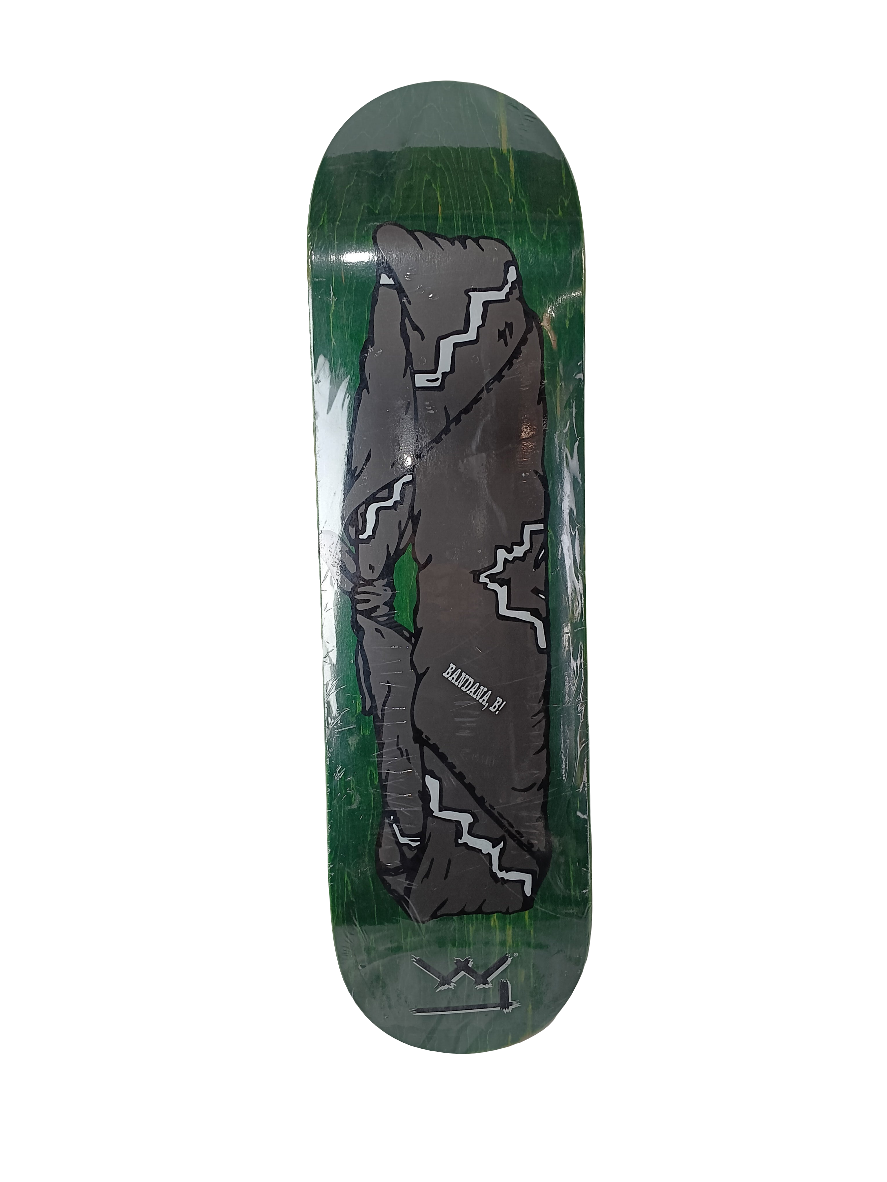 Life Extension Team Bandana B Green Wood Grain Grey Black Size 8.5 Vintage NOS Deck