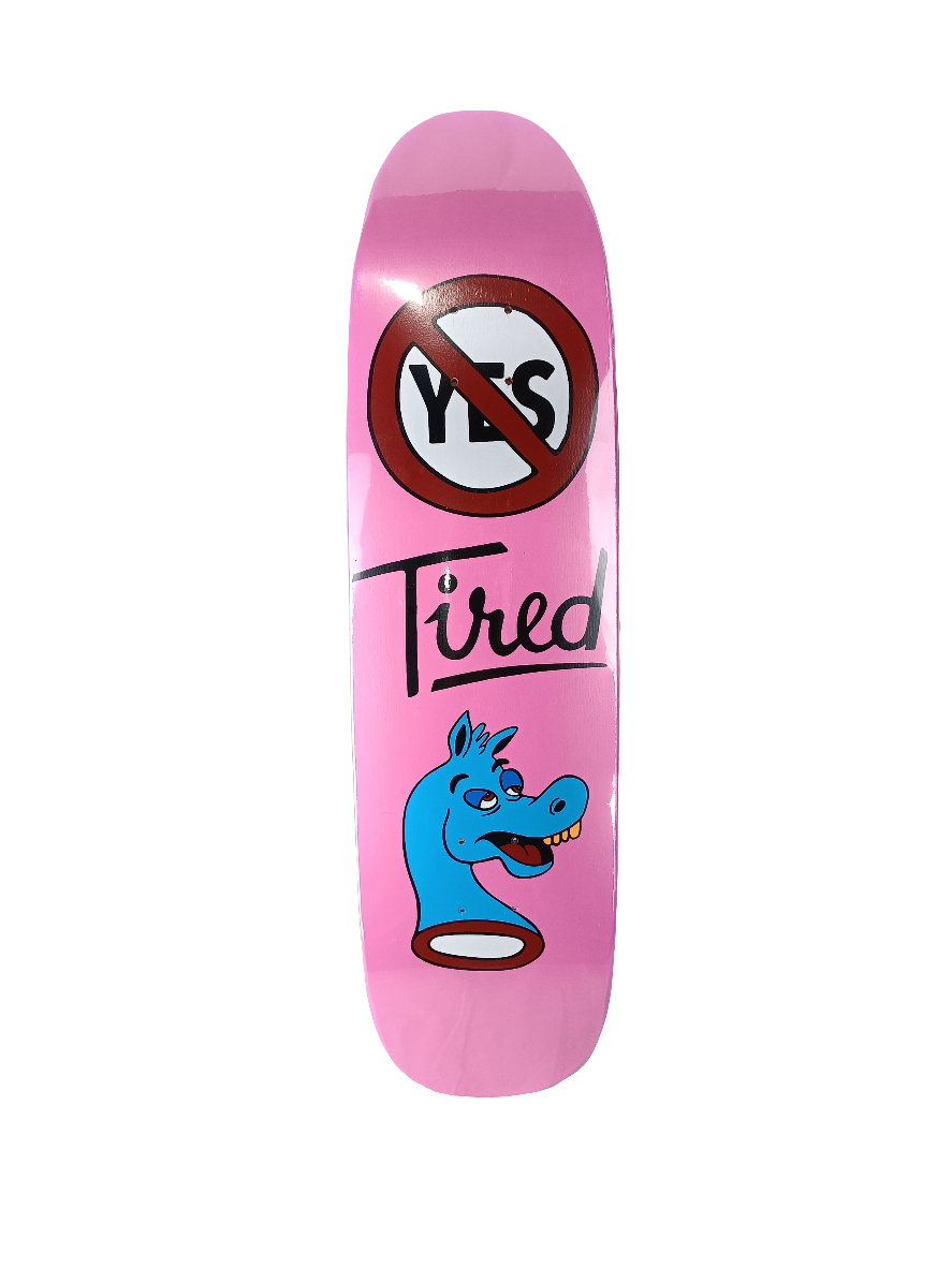 Tired No Sign Yes Donkey Pink Blue Black Size 8.5 Vintage NOS Shaped Deck