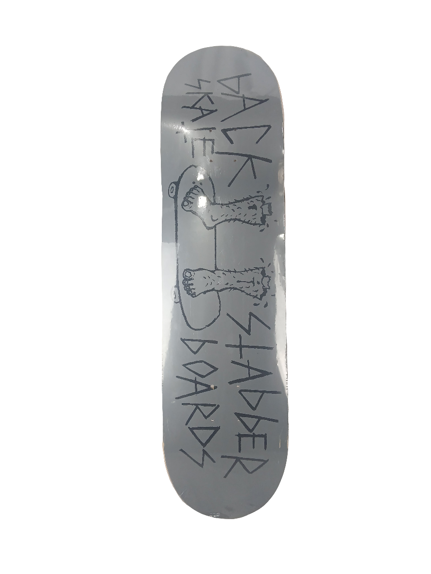 Back Stabber Cut Off Legs Grey Black Size 8.5 Skateboard Deck