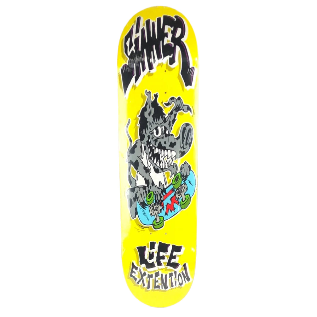 Life Extention Sinner Double Grab Yellow Size 8.5" Vintage NOS Deck
