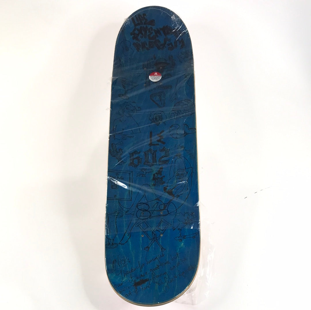 Life Extension Tony Tave Signed Trippy Owl Red Skateboard Deck