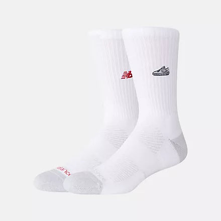 New Balance Active Premium White Emb Shoe Logo 2 Pack Socks