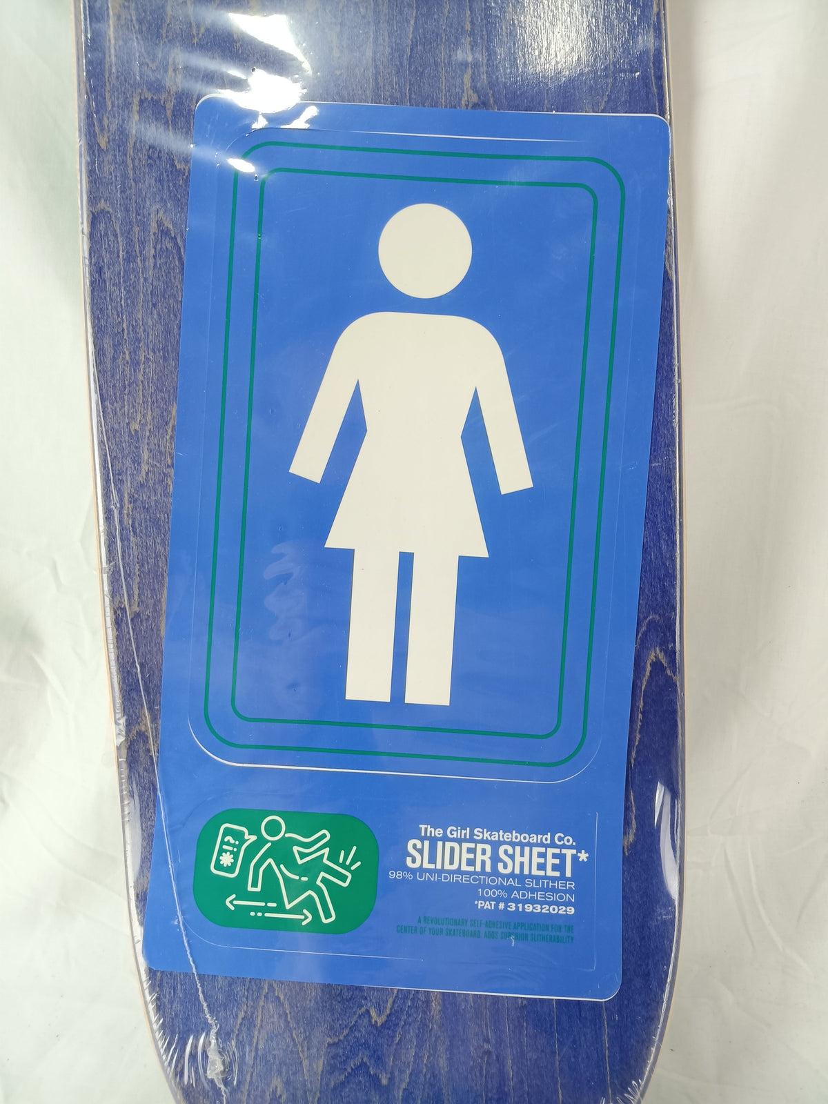 Girl Rick Howard Tail Block Blue Woodgrain Teal Green Size 8.5 X 31.875 Shape G033 Vintage NOS Deck