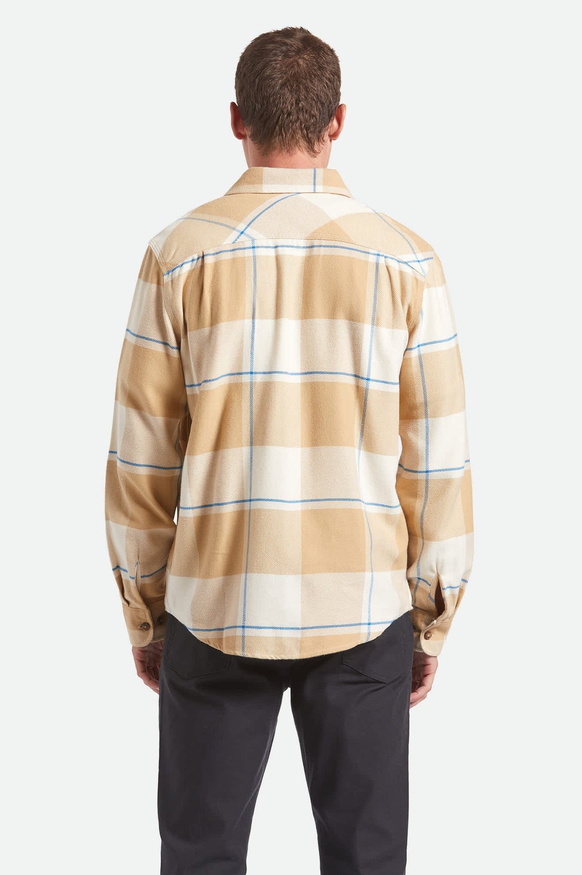 Brixton Bowery White Cap Sand Cyber Blue L/s Flannel Shirt