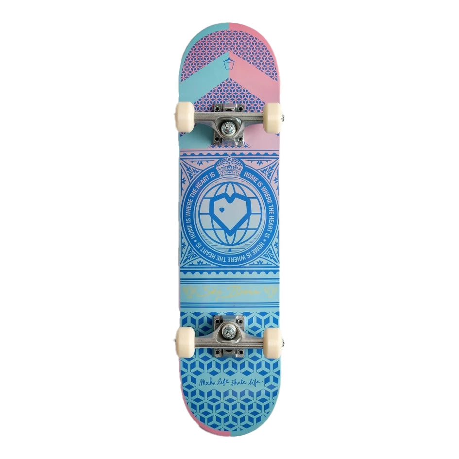 Blueprint x Sky Brown x MLSL Collab Home Heart Teal/Pink Split Fade 7.25" Skateboard Complete