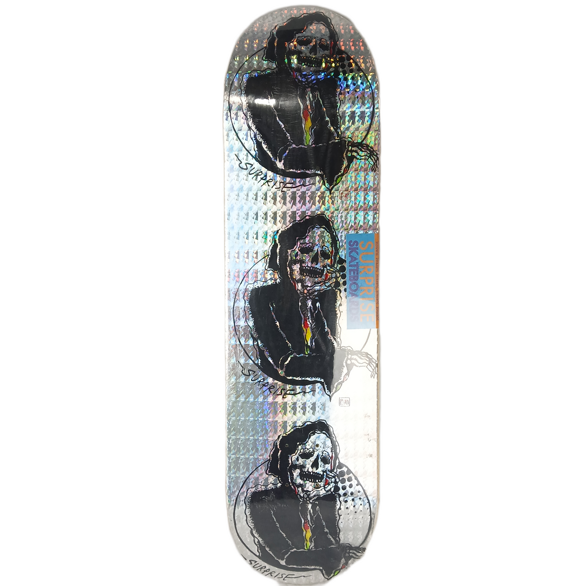 Surprise Reaper Holo Foil Velvet Textured Graphic Black Size 8.250" Vintage NOS Deck