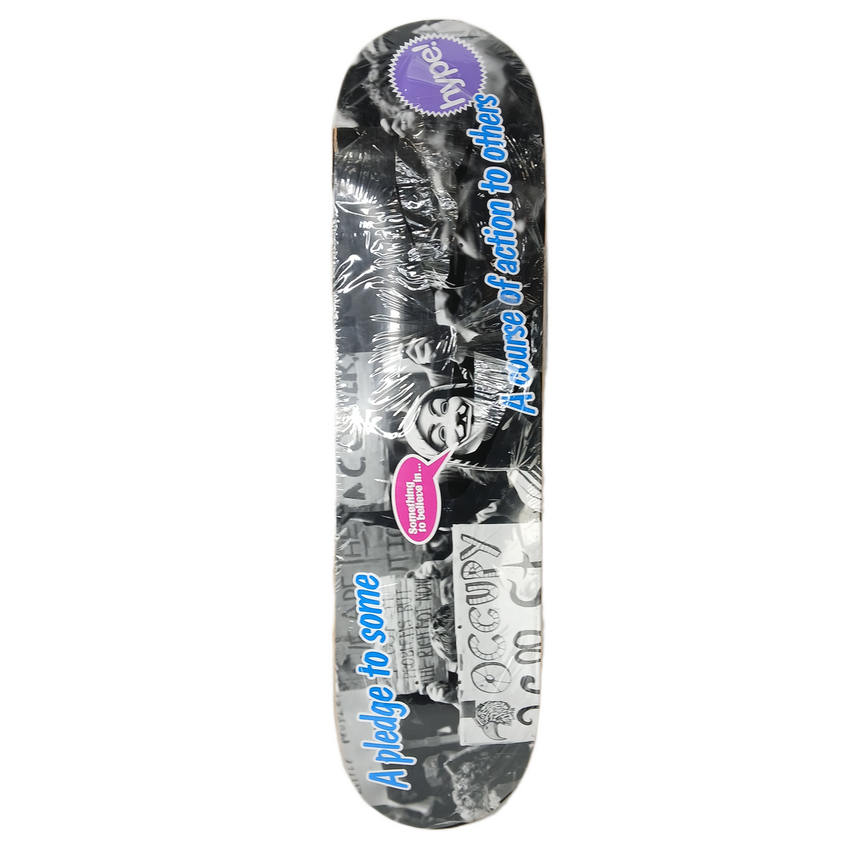 Hype Anonymous Occupy Protest Black White Blue Size 8.125" Vintage NOS Deck