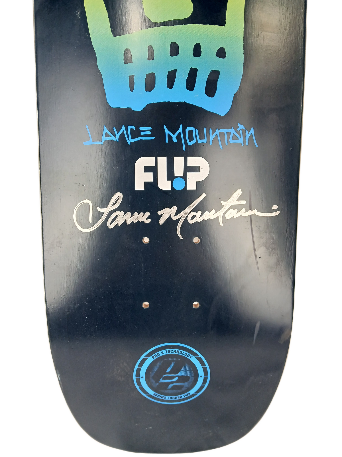 Flip Lance Mountain Autographed Vato Skull Blue Tye Dye Size 8.75" Vintage NOS Deck