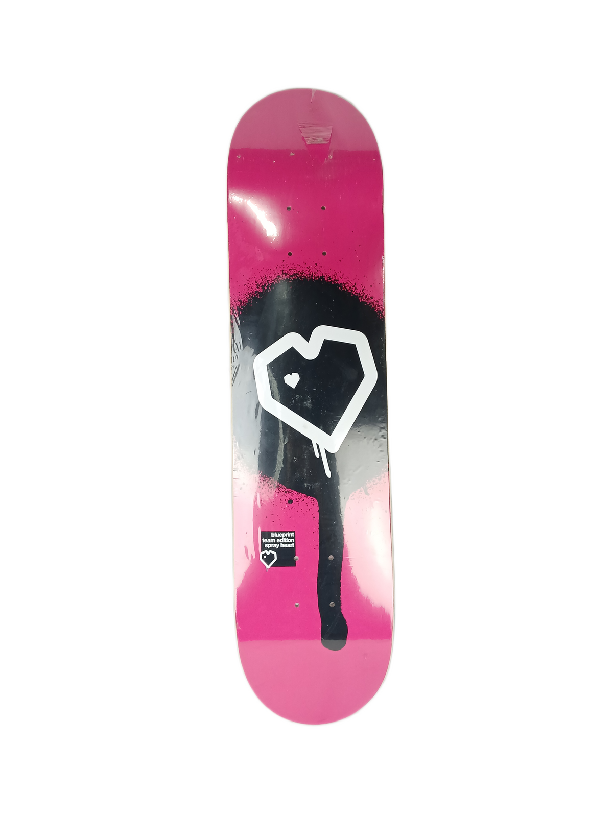 Blueprint Team Edition Spray Heart Pink Black White Size 7.6" Vintage NOS Deck