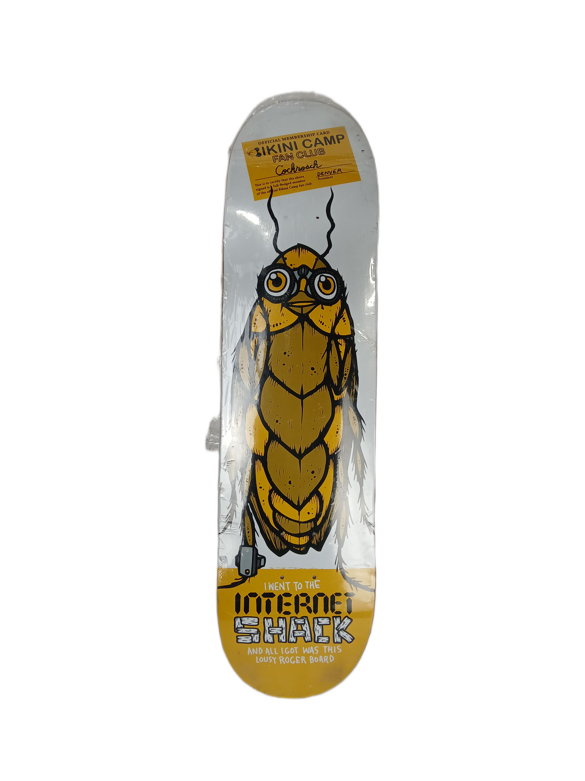 Roger Team Cockroach Yellow 8.125" Vintage NOS Deck