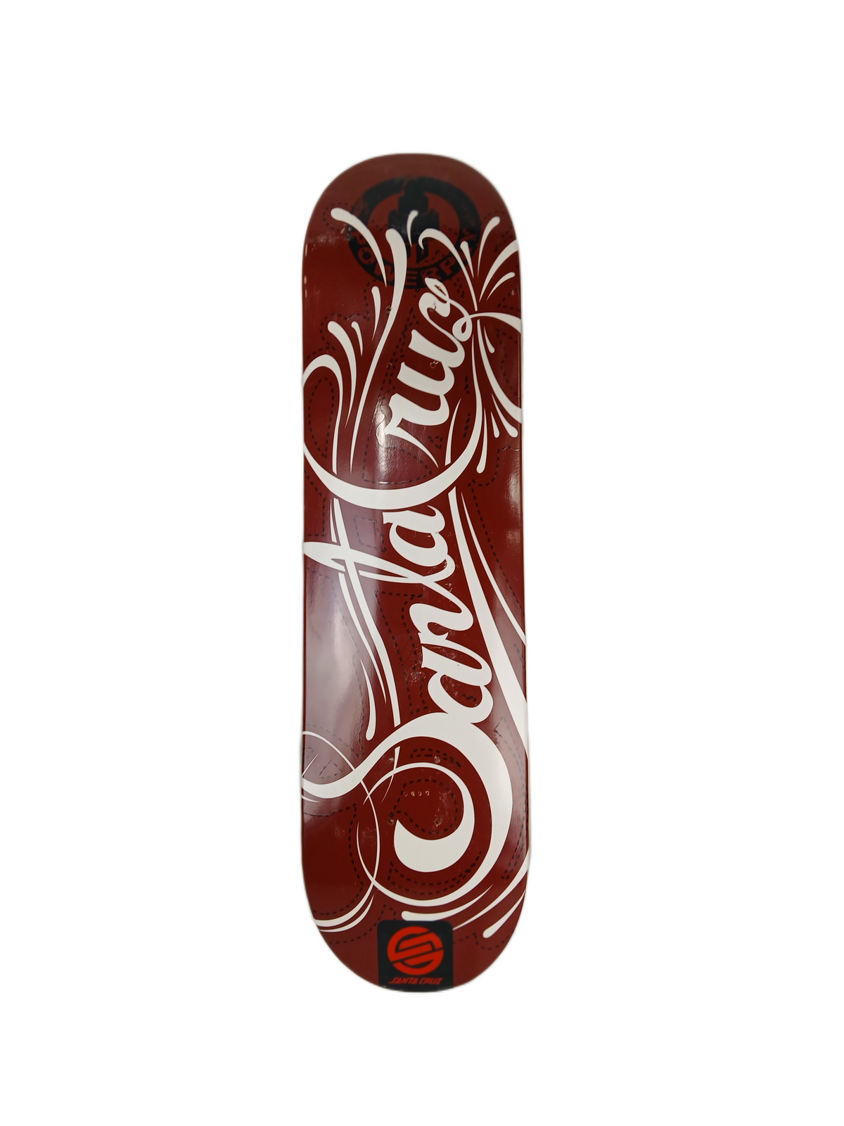 Santa Cruz Powerply Lines Lowryder Text Burgundy Red White Black Size 8.19" Vintage NOS Deck