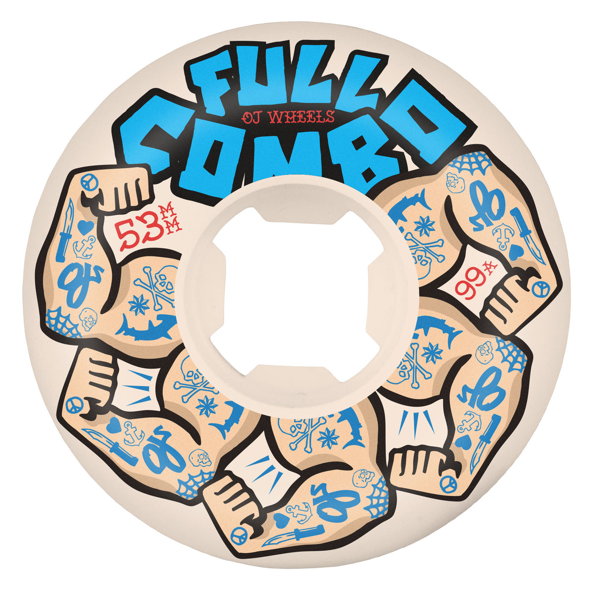 OJ 53mm Team Elite White Full Combo 99a Skateboard Wheels