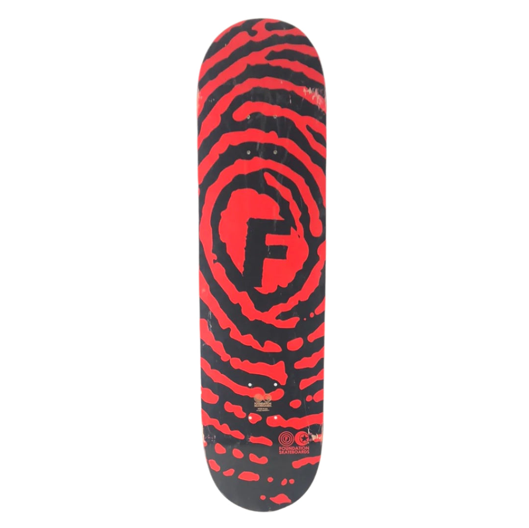 Foundation Thumbprint F Black Red Size 8" Vintage NOS Deck