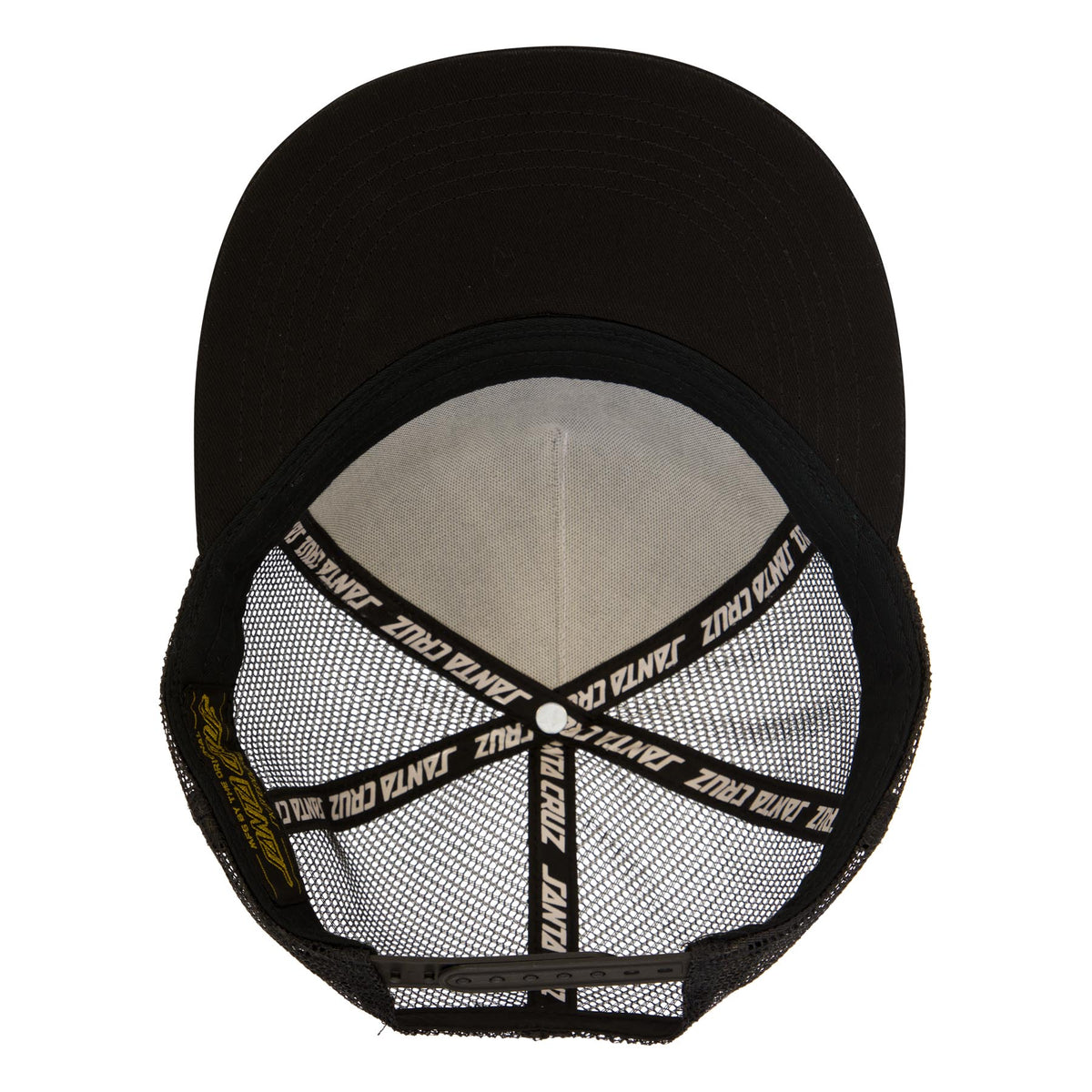 Santa Cruz Embroidered Black Mesh Trucker Snapback Hat