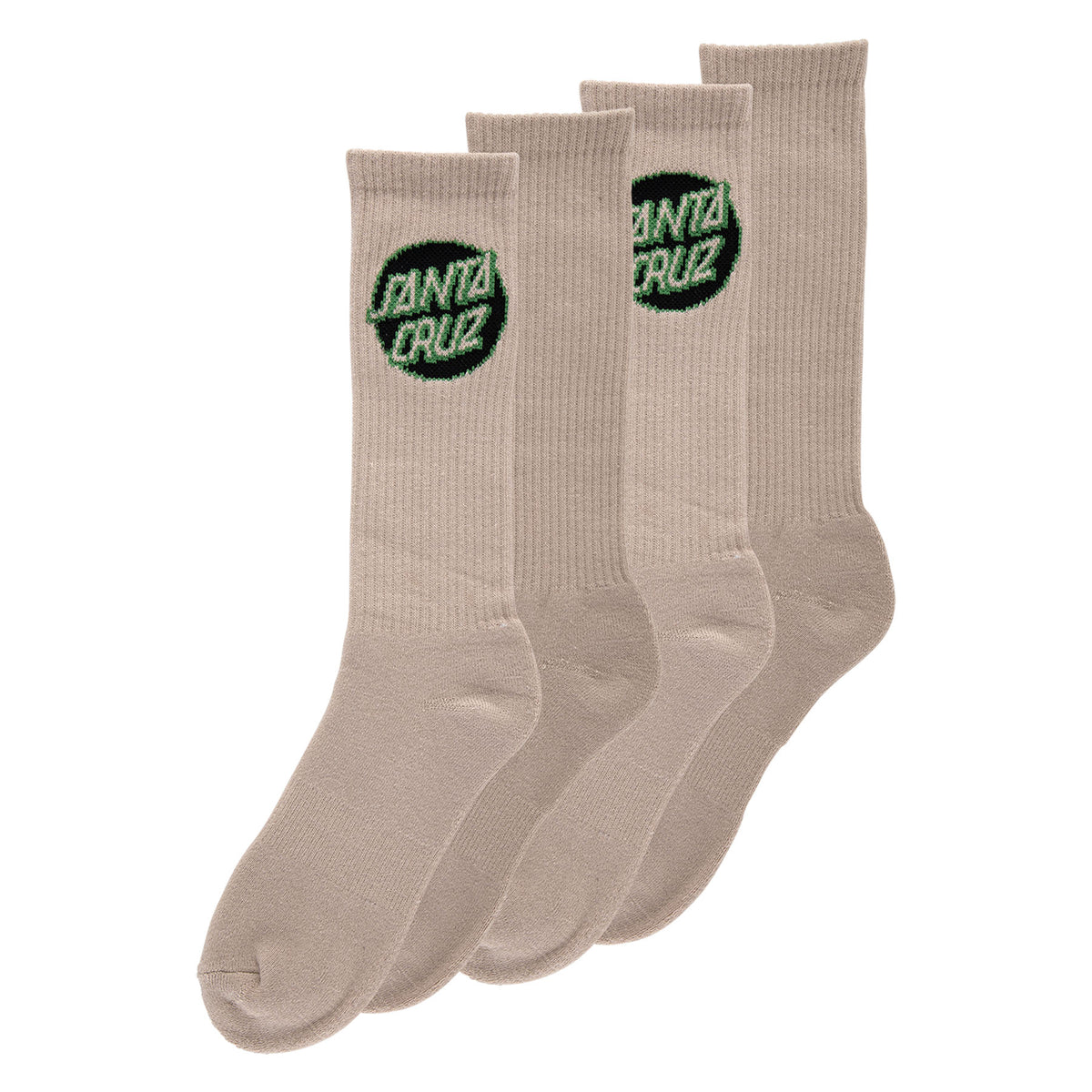 Cruz 2-Pack Crew Socks Tan w/Black 9-11 2 Pairs Mens Santa Cruz
