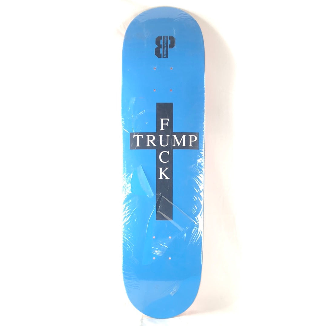 Brooklyn Project Fuck Trump Cross Blue/Black/White Size 8.5 Skateboard Deck