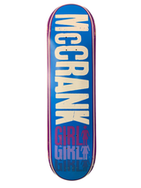 Girl Rick McCrank Repeated Logo Name Purple/Blue 8.3" Classic Skateboard Deck