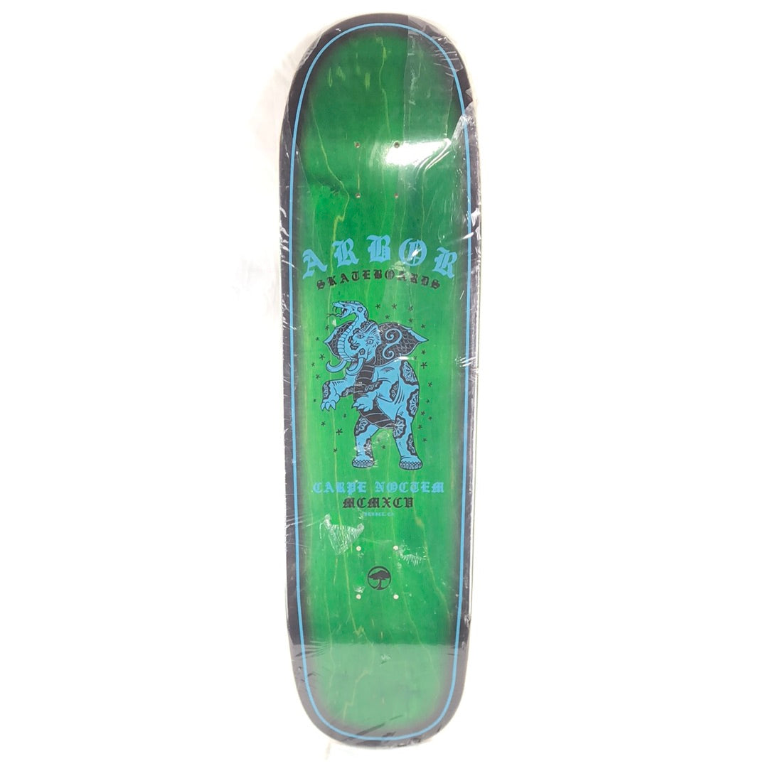 Arbor Carpe Noctem Elephant Graphic Blank Green/Blue/Black Size 9.58 Skateboard Deck